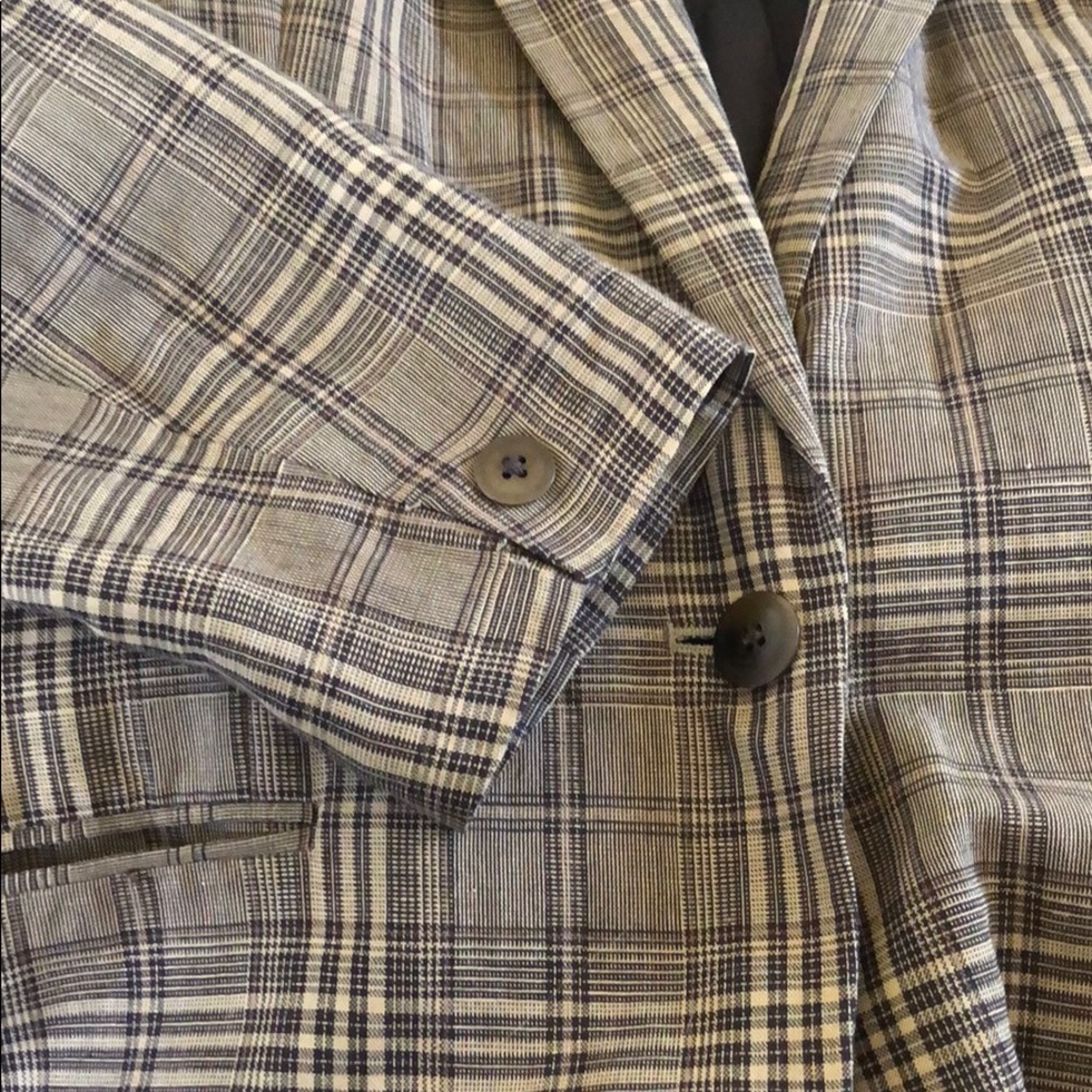 Vintage Linen Oversized Plaid Blazer - Picture 8 of 8